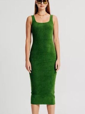 NWT Torn by Ronny Kobo Gigi Knit Midi Dress Moss Green Small Bodycon City Chic
